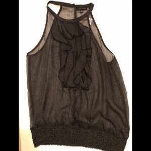 Sheer high neck sleeveless top